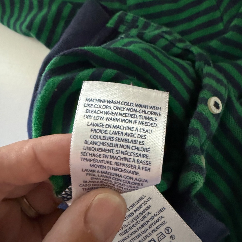Polo Ralph Lauren Girls Striped Pleated Dress Size S (7) Green Collared Preppy - Picture 5 of 6